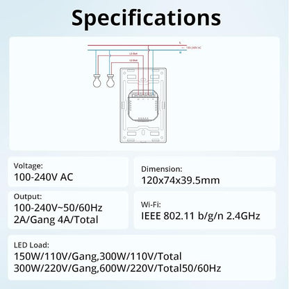 SONOFF Smart Switch, 2-Switch Panel Home Control, WiFi Smart Scene Wall Switch - Image 9
