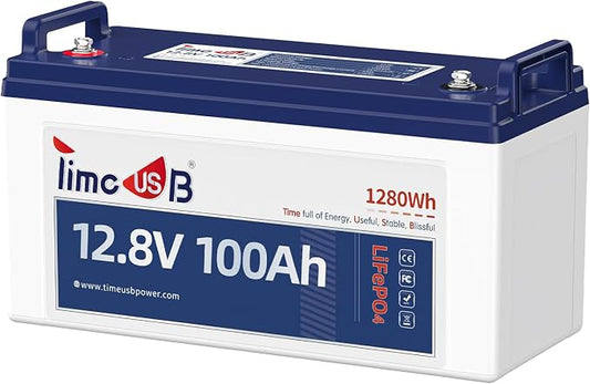 12V 100Ah LiFePO4 Battery, 4000+ Deep Cycle Lithium Battery, Built-in 100A BMS by Timeusb