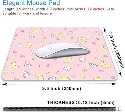 IMAYONDIA Pink Kawaii Mouse Pad, Cute Moon Bunny Small Mouse Mat，Aesthetic - Image 2