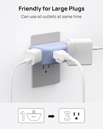 TROND Outlet Extender, 3 Way Angled Wall Plug Splitter, 3-Prong Grounded Outlet - Image 3