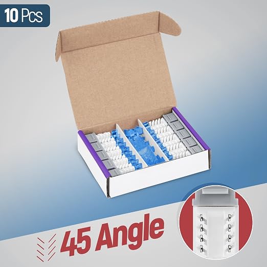 Everest 45° Angled RJ45 Cat5e Keystone Jacks 10-Pack in Gray - Image 2