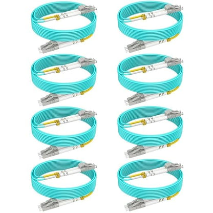 Multimode Fiber LC to LC, 32ft/10m-8PACK, OM3 MM Fiber Patch Cable Duplex by RamboCables
