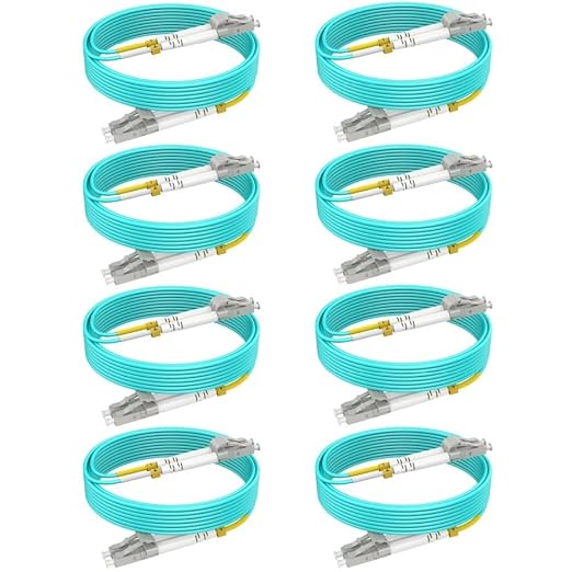 OM3 LC to LC Fiber Patch Cable Multimode 13ft/4m-8PACK, MM Fiber Optic Patch by RamboCables