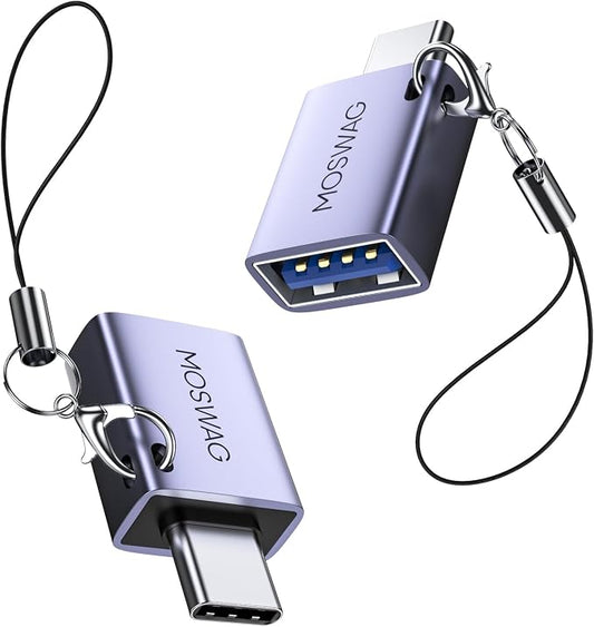 MOSWAG 2 Pack USB C to USB Female Adapter, USB 3.0 to Thunderbolt 3 OTG Adapter by MOSWAG