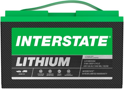 Interstate Batteries 24V 60Ah Group Size 31M Lithium Marine/RV Deep Cycle by InterstateBatteries
