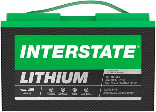 Interstate Batteries 24V 60Ah Group Size 31M Lithium Marine/RV Deep Cycle by InterstateBatteries