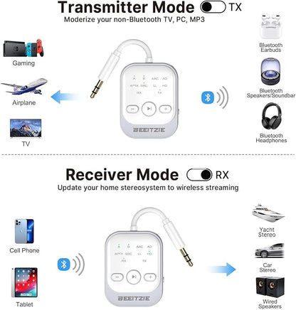 Ultra Bluetooth 5.4 Transmitter & Receiver, 2-in-1 Wireless Audio Transmitter - Image 2