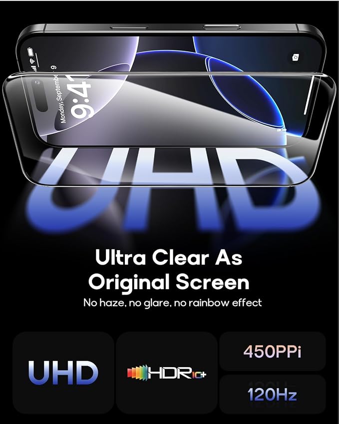 3 Pack for iPhone 15 Plus Tempered Glass Screen Protector:9H+ Durable, Auto - Image 4