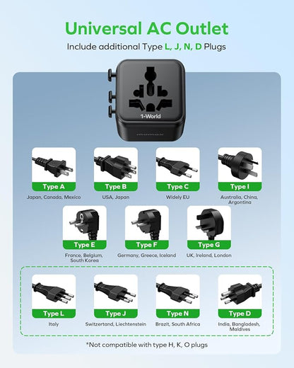 MOMAX Mini Universal Travel Adapter Worldwide, 2 AC, All European Travel Plug - Image 7