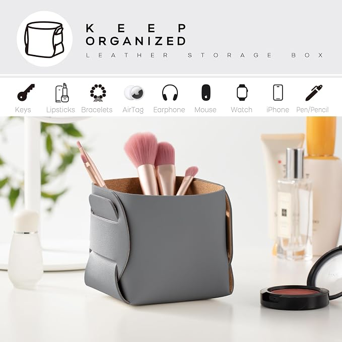HOMIEAZICOZI 2-Pack Cork Leather Desk Accessories Storage - Image 4