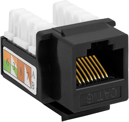 Cmple - Cat6 Keystone Jack Insert Punch Down RJ45 Connectors RJ45 90 Degree by Cmple