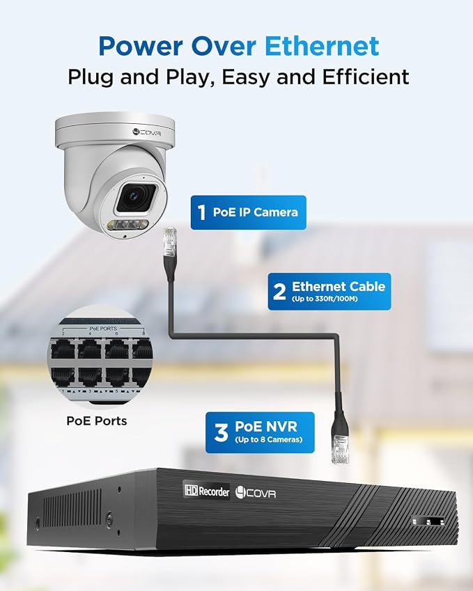 4COVR PoE PTZ Security Camera System, 4X 5MP PoE IP PTZ Camera Two Way Audio - Image 5