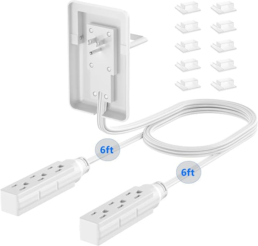 6FT Ultra Flat Plug Dual Extension Cord - Image 2
