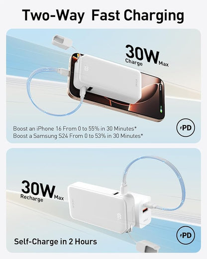 iWALK Portable Charger, Ultra Small 10, 000mAh 30W PD Power Bank, USB C in&Out - Image 3