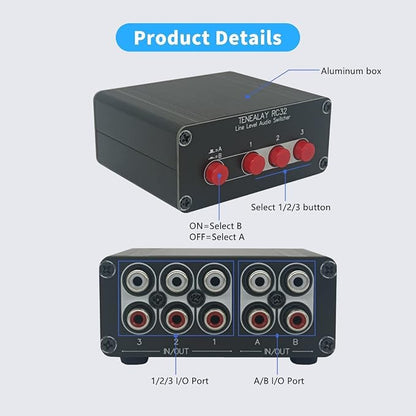 3 in 2 Out RCA Stereo Audio Switch Input Signal Source Switcher Selector - Image 8