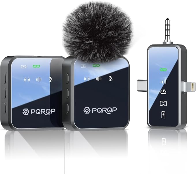 PQRQP 3 in 1 Microphone for iPhone/Android/Camera, Mini Microphone, 328ft by PQRQP
