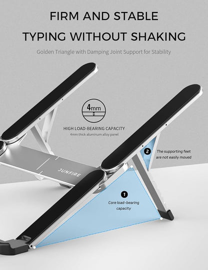 Junfire Foldable Laptop Stand for Travel, Aluminum Stable Ergonomic Laptop Riser - Image 4