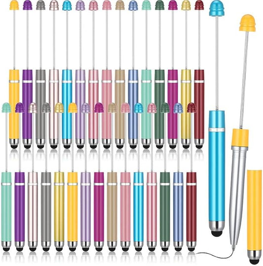 Qilery 30 Pcs Beaded Pens with Stylus Tips Plastic Beaded DIY Stylus 2-in-1 by Qilery