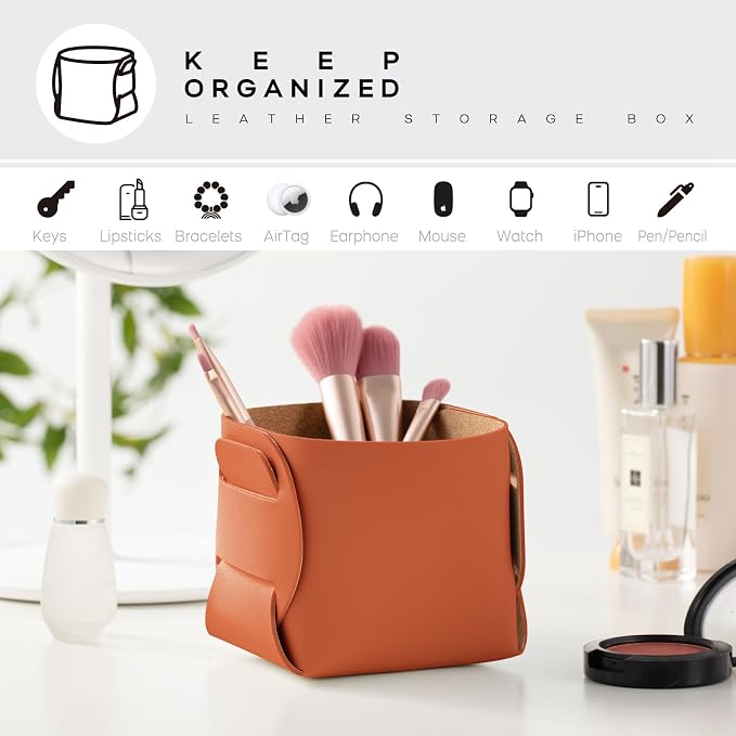 HOMIEAZICOZI 2-Pack Cork Leather Desk Accessories Storage - Image 4