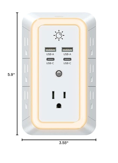 Multi Plug Outlet, USB Wall Charger, Surge Protector, 7 Outlet Extender - Image 7