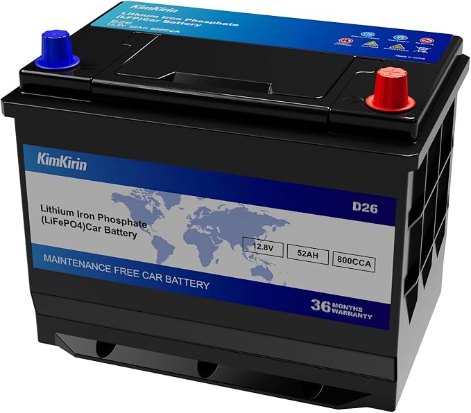 XINGCELL Kim Kirin12.8V 52Ah LiFePO4 Car Battery Group 24/D26 – Lithium Iron by XingCellLithiumPower