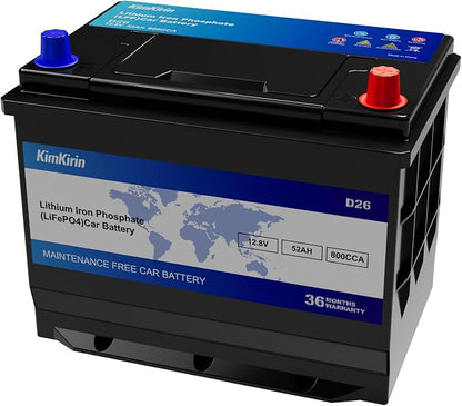 XINGCELL Kim Kirin12.8V 52Ah LiFePO4 Car Battery Group 24/D26 – Lithium Iron by XingCellLithiumPower