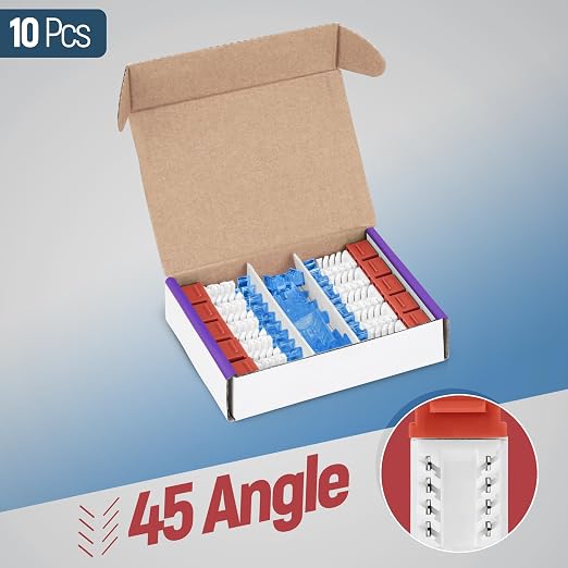 Everest 45° Angled RJ45 Cat5e Keystone Jacks 10-Pack in Orange - Image 2