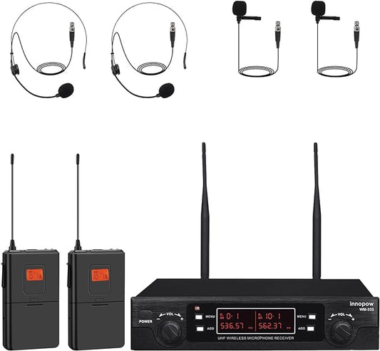 200-Channel Wireless Microphone, Wireless Lavalier Microphone Dual UHF Bodypack by Unknown