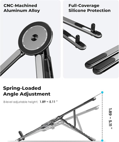 Viozon Portable Laptop Stand for Desk & Travel, Magnetic Phone Holder Tripod - Image 5