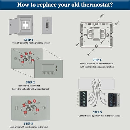 Thermostat for Heat Pump, Programmable Thermostat for House, Single-Stage - Image 5