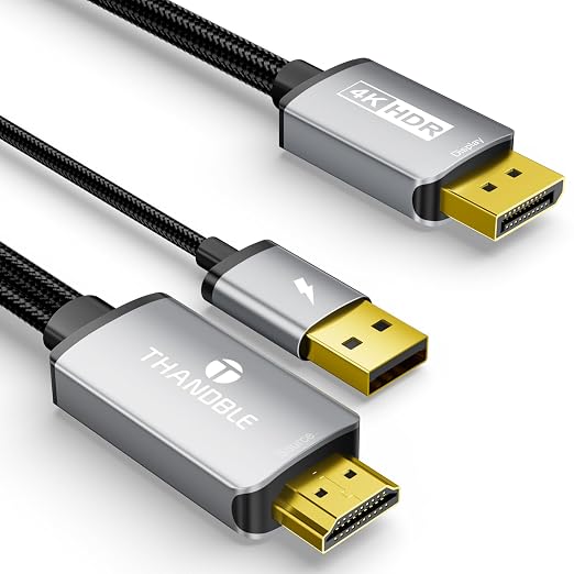 Active HDMI to DisplayPort Cable 10FT, 4K 60Hz 1080p 120Hz, Unidirectional HDMI by Unknown