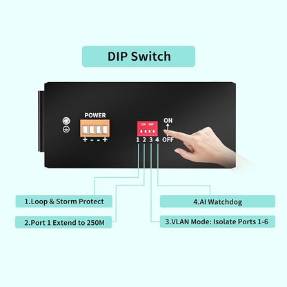 8-Port Industrial Gigabit PoE+ DIN-Rail Mini Ethernet Switch, 16Gbps Switching - Image 4