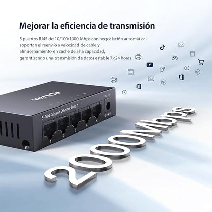 Tenda 5 Port Gigabit Switch, Unmanaged Ethernet Switch, Network Splitter - Image 2