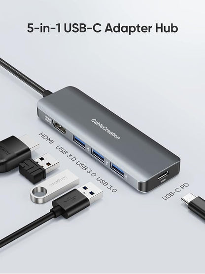 CableCreation USB-C Hub 4K 60Hz, 5-in-1 USB C Multiport Adapter - Image 2