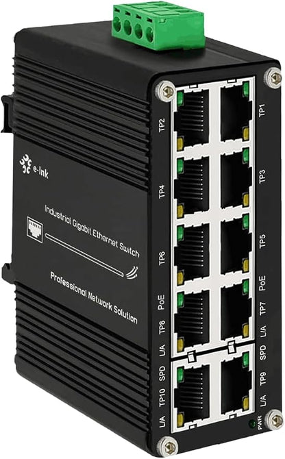 Mini Industrial 8-Port 10/100/1000T 802.3at PoE + 2-Port 10/100/1000T Din Rail by Steloproad