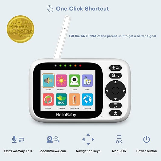 HelloBaby 3.2'' Baby Monitor 3 Cameras, Video Audio Baby Monitor No WiFi - Image 2