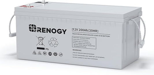 Renogy Deep Cycle AGM Battery 12 Volt 200Ah, 3% Self-Discharge Rate, 2000A Max by RenogySolar