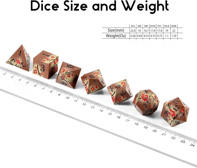 Metal Dice Set DND, DNDND 7 PCS Metallic Flowers D&D Dice - Image 5