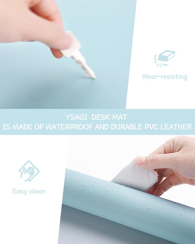 YSAGi Non-Slip Leather Desk Pad, Waterproof Laptop Computer Desk Keyboard Mat - Image 4