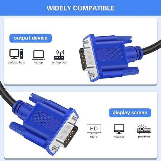 VGA to VGA Monitor Cable 10 Pack, 15 Pin Male to Male Computer Cord Support - Image 2