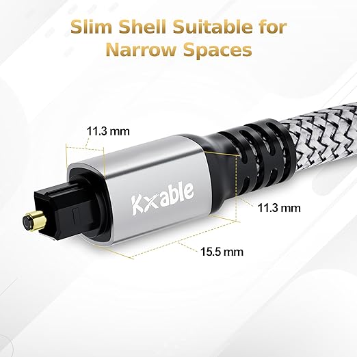 Kxable Optical Audio Cable 40 FT, Digital Audio Cable, Toslink Fiber Optic Cord - Image 6