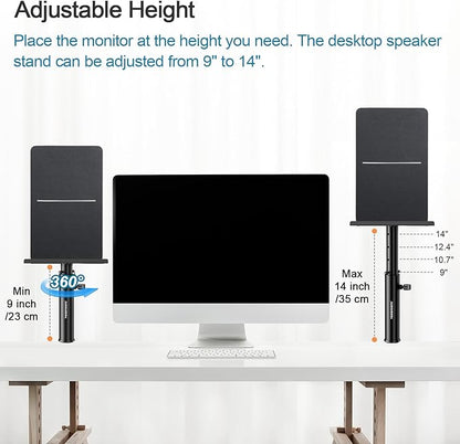 Set of 2 Studio Monitor Stands Desk Clamp Desktop Speaker Stands - Image 4