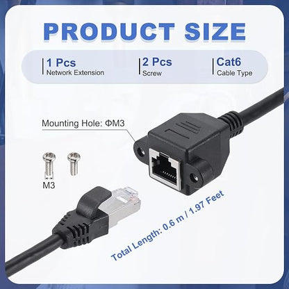MECCANIXITY Cat6 Ethernet Extension Cable, 2Ft RJ45 Male to Female Screw Panel - Image 2
