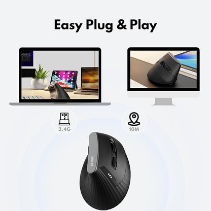 Vertical Mouse Wireless, 2.4G Rechargeable Mouse - Image 2