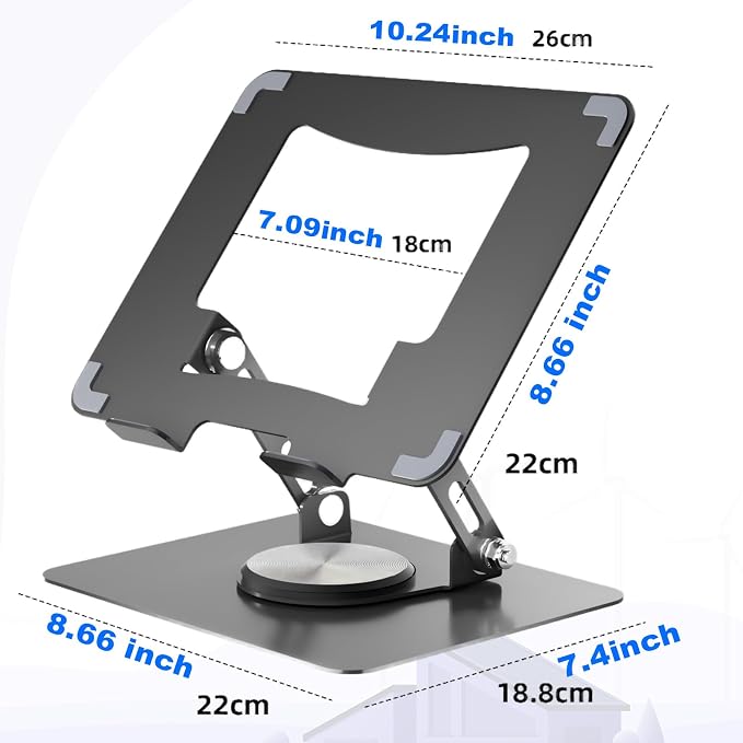 Laptop Pad 360 Rotating Laptop Stand 2 Adjustable Angle and 0-13 inches Tall - Image 2