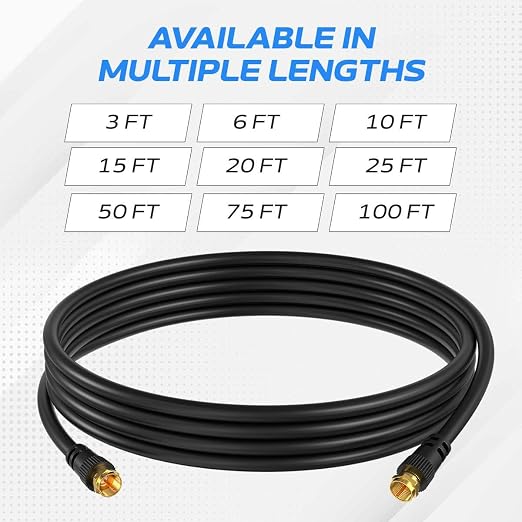 Cables Direct Online Coaxial Cable 25FT Black Coax RG6 Male F Type Extension - Image 4