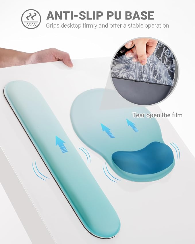 Ergonomic Mouse Pad Wrist Support Set, Memory Foam Keyboard Wrist Rest Set - Image 4