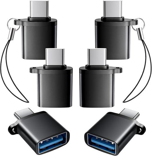 USB C to USB A Adapter 6 Pack, USBC to USB Adapter, TypeC Male USBA Female 3.0 by AiNEERich