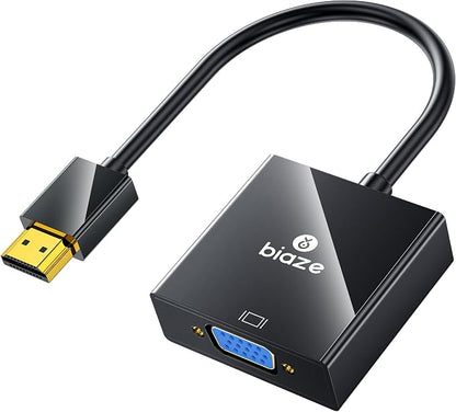 HDMI to VGA Adapter with 3.5mm Audio & USB Power – 1080P Converter by biaze