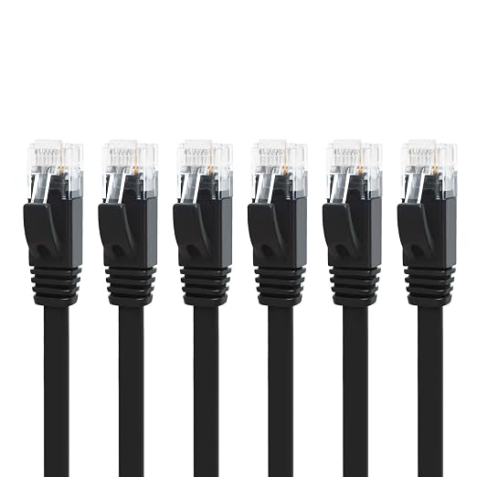 Yauhody CAT 6 Ethernet Cable 15ft 6-Pack Black, High Speed Solid Flat CAT6 by Yauhody